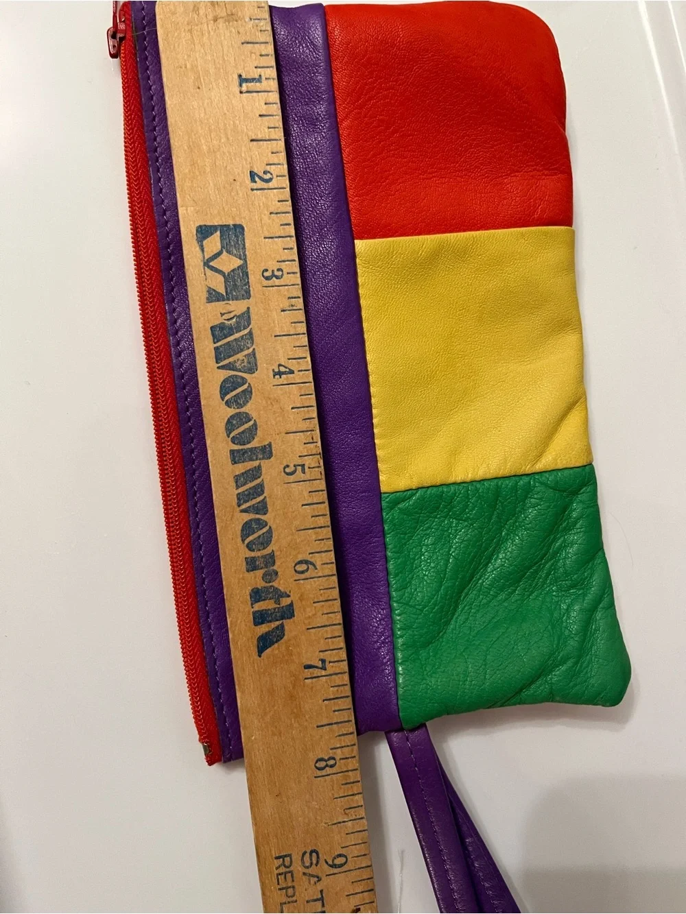 Mark Cross Vintage Colorblock Leather Wristlet Clutch Multicolor Retro 80s Rare